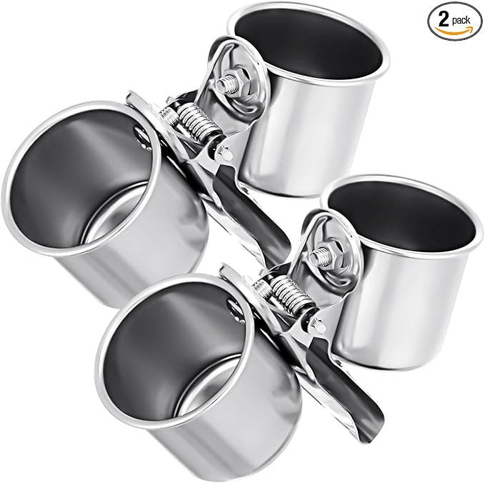 Tioncy 2 Pcs Clip on Water Bowl for Birds Parrot Feeding Double Cups Dishes Hanging Stainless Steel Food Water Bowls with Clip Pet Animal Feeder Cup Holder for Cage Coop Perches Play Stand Accessories