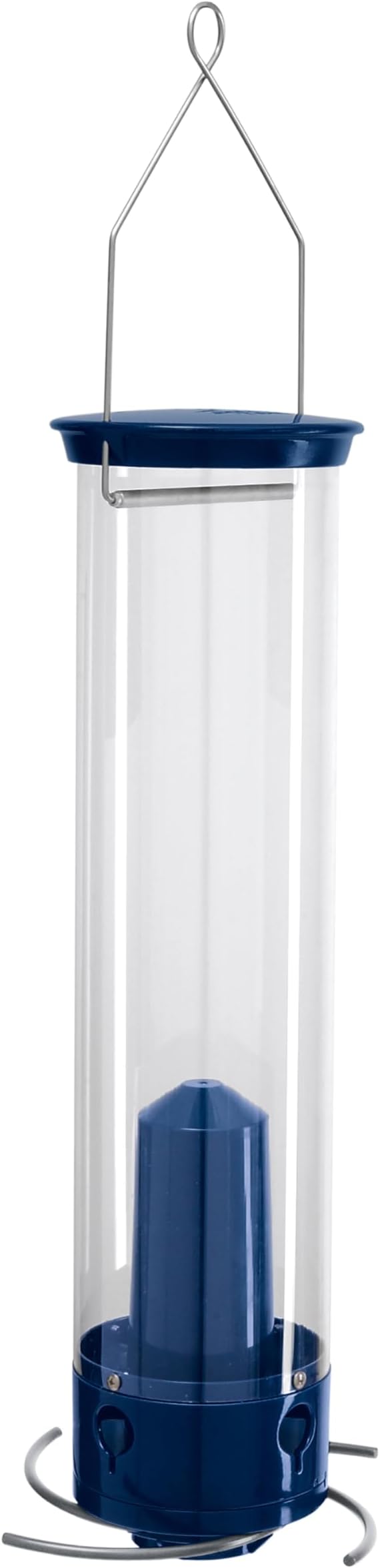 Droll Yankees Whipper Squirrel-Proof Bird Feeder for Outdoors - 5lb Seed Capacity, Weight-Activated Collapsible Perches, Heavy-Duty Metal Construction, Powder-Coated Blue Tube Feeder, YCPW-180-M