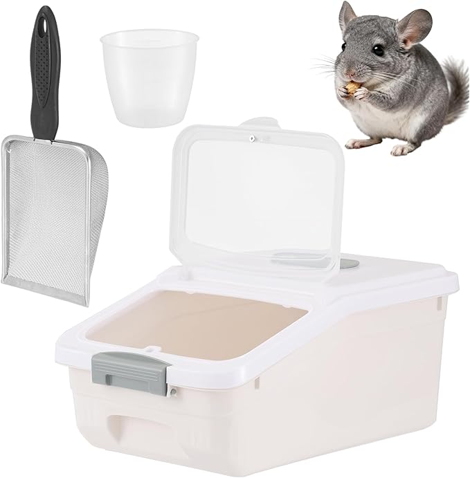Large Chinchilla Sand Bath Container Kit Plastic Chinchilla Dust Bath Tub with Sand Cup and Sand Shovel Large Opening Clear Hamster Shower Room for Hedgehog Guinea Pig Squirrel Small Animals