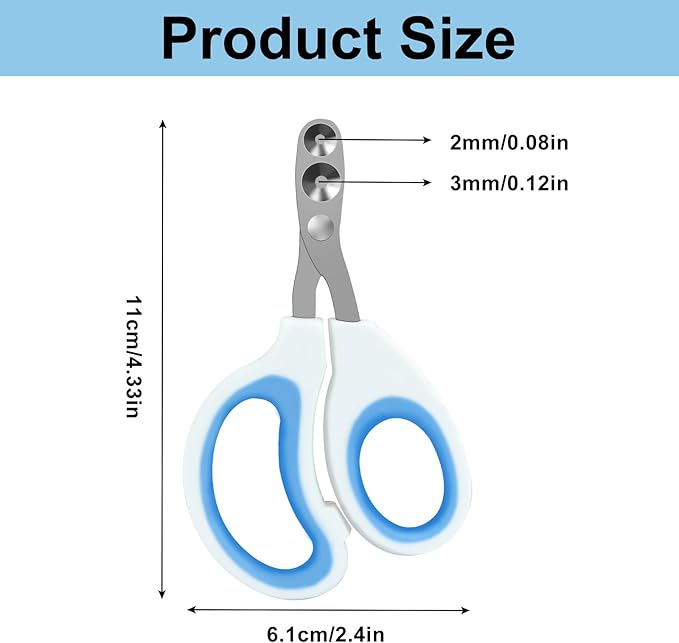 Cat Nail Clippers, Pet Nail Clippers, Cat Claw Trimmers, 2mm & 3mm Circular Cutting Holes for Small Animals Such as Birds, Bearded Dragon, Hamsters, Rabbits, Hedgehogs, Guinea Pigs (Blue)