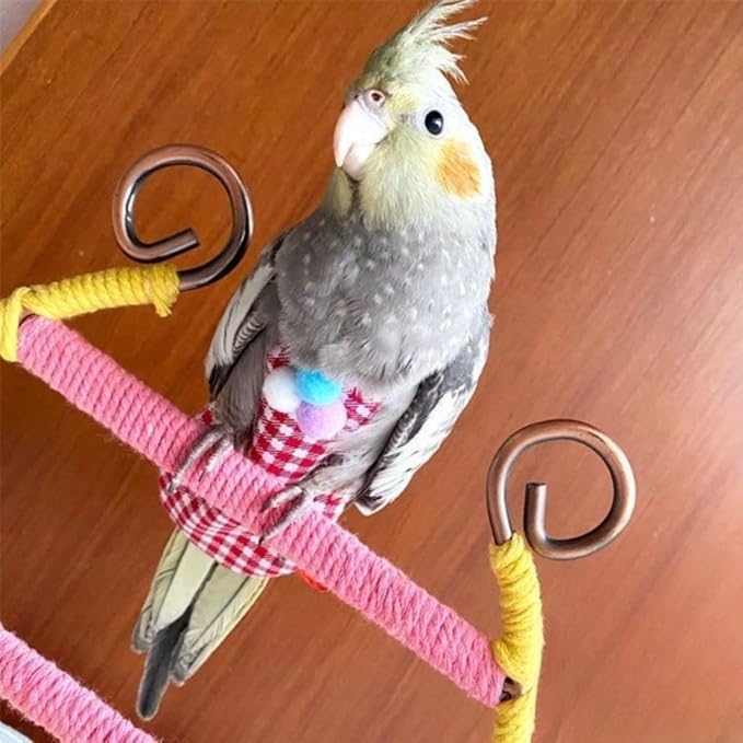 Bird Flight Suits Diapers, Parrot Flight Suits Diapers for Monk Parakeets, Cockatiels Flight Suits, Parrot Clothes, Bird Training Nappy Suit Liners Clothes (Red,Cockatiel)