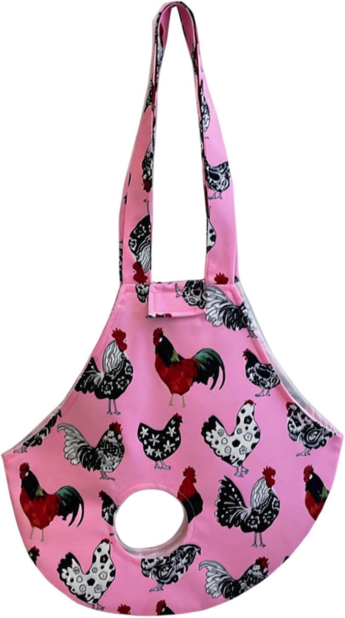 Chicken Carrier Sling Holder Bag with Handle, Driving Poultry Carriers Handbag for Farm Owners and Pet Lover Chicken Holder Poultry Travel (Pink)
