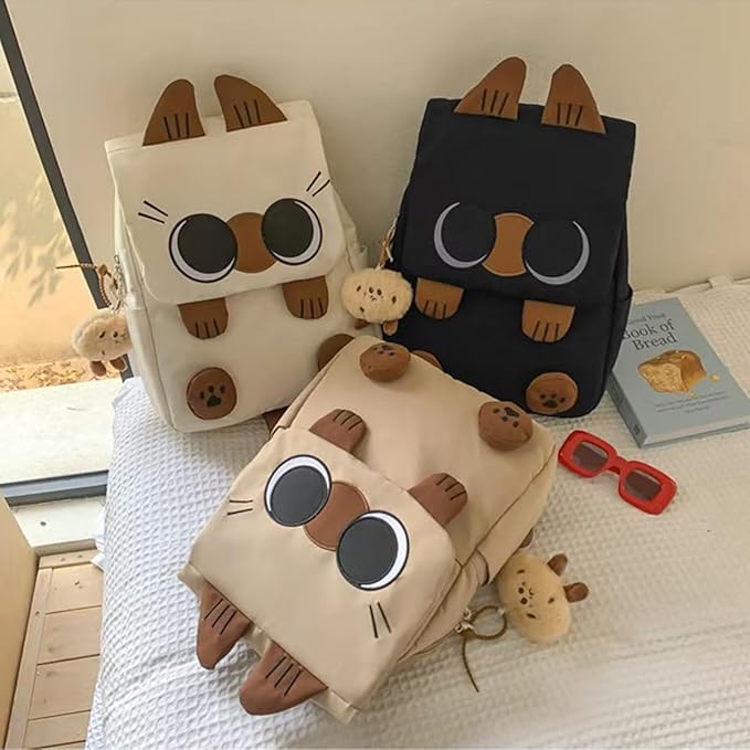 Cute Cat Backpack - Lightweight Laptop Bag, Large Capacity Student & Travel Backpack for Adults/Kids Give away cat pendants