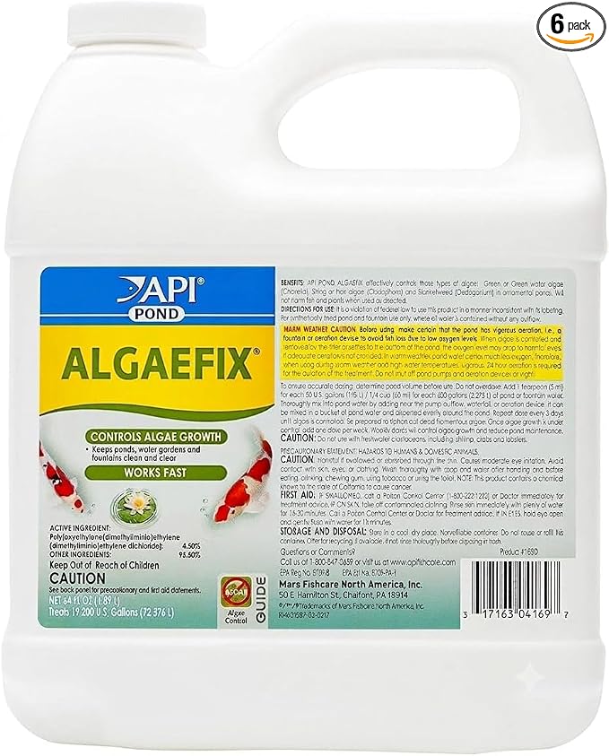 API POND ALGAEFIX Algae Control 64-Ounce Bottle (FF-169D) | Up to 19200 Gallons - Safe for Fish, Plants - Water Gardens, Fountains - Natural Active Ingredient - EPA-Registered