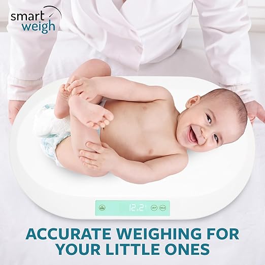 Smart Weigh Baby & Pet Scale Kit – Digital Infant Weighing Scale with Covers and Built-in Pull-Out Measuring Tape – 88 lb Capacity, 5 Units- lb:oz,kg:g,lb,oz,g Display, Hold Function