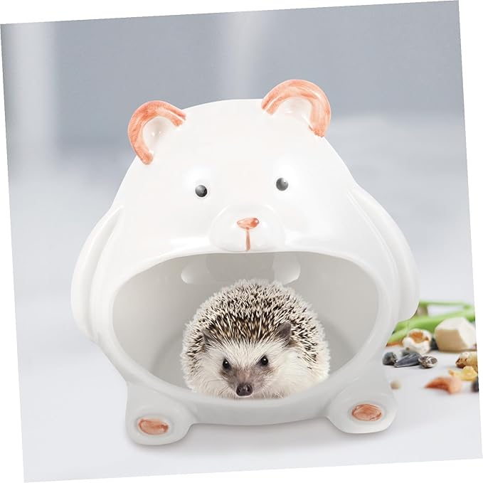Cooling Ceramic Hamster House Cute Cartoon Hideout Small Pet Nest for Guinea Pig and Dwarf Hamsters Summer Cooling Shelter for Rest and Activity