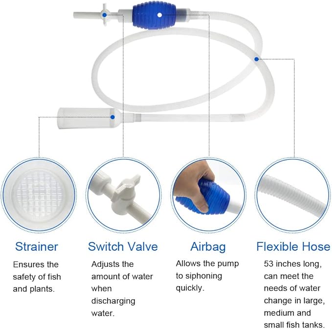Aquarium Fish Tank Cleaning Kit - 5 in 1 Algae Scraper Set - Siphon Vacuum for Water Changing and Sand Cleaner (Cleaner Set)