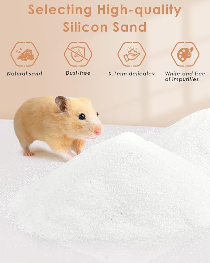 Bissap Hamster Sand Bath, 2.8Ib/ 1.3kg No-Dust Desert Bathing Sand or Potty Litter Silica Sand for Hamster Chinchillas Gerbil Syrian Mice Degu or Other Small Pets