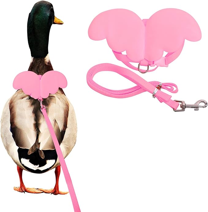 KAMA BRIDAL Duck Walking Harness and Leash Chicken Duck Outdoor Training Rope Adjustable Rope for Pet Poultry Hen Cock (XS, Pink)