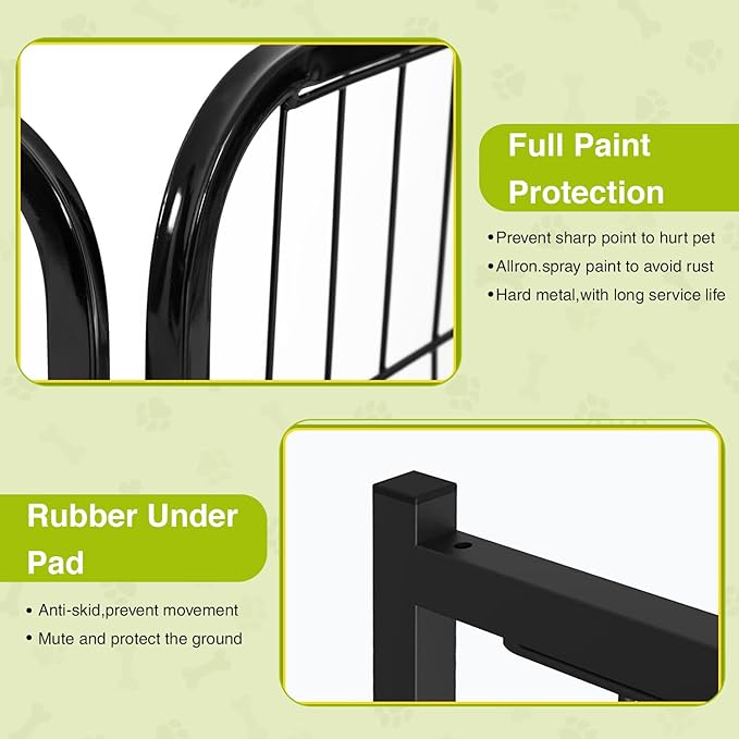 BestPet Dog Playpen 24 Inch 16 Panels Heavy Duty Metal Pet Exercise Pen Indoor Outdoor Fence Panels Anti-Skid Expandable Design
