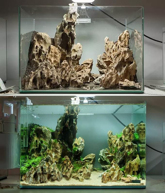AWXZOM Natural Dragon Rock Carefully Selected Mixed Sizes, Decorative Aquarium Rocks, Aquarium Stones for Fish Tank (7.1lb-Large)