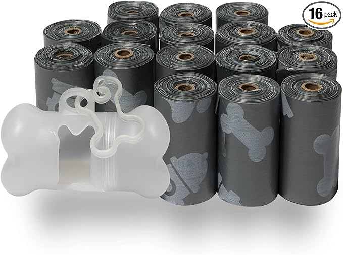 Best Pet Supplies Dog Poop Bags for Waste Refuse Cleanup, Doggy Roll Replacements for Outdoor Puppy Walking and Travel, Leak Proof and Tear Resistant, Thick Plastic - Gray, 240 Bags