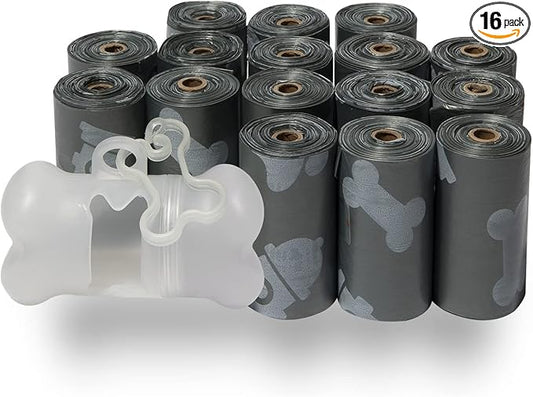 Best Pet Supplies Dog Poop Bags for Waste Refuse Cleanup, Doggy Roll Replacements for Outdoor Puppy Walking and Travel, Leak Proof and Tear Resistant, Thick Plastic - Gray, 240 Bags