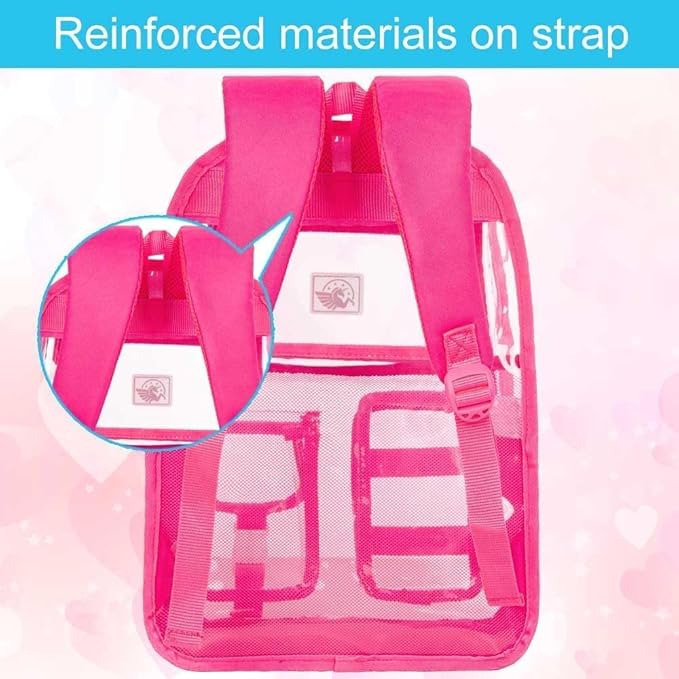 CCJPX 3Pcs Clear Backpack for Girls, School Transparent Bookbag, Heavy Duty See Through Backpacks for Teens Elementary