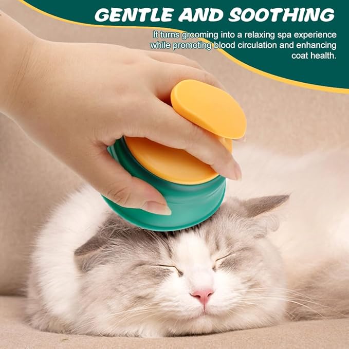 Cat Grooming Brush, Gentle Deshedding & Massage Brush for Indoor Cats, Dogs, Rabbits, Soft Silicone Pet Hair Remover, Reduces Shedding & Tangles, Scratch-Free(COLOR:Green)