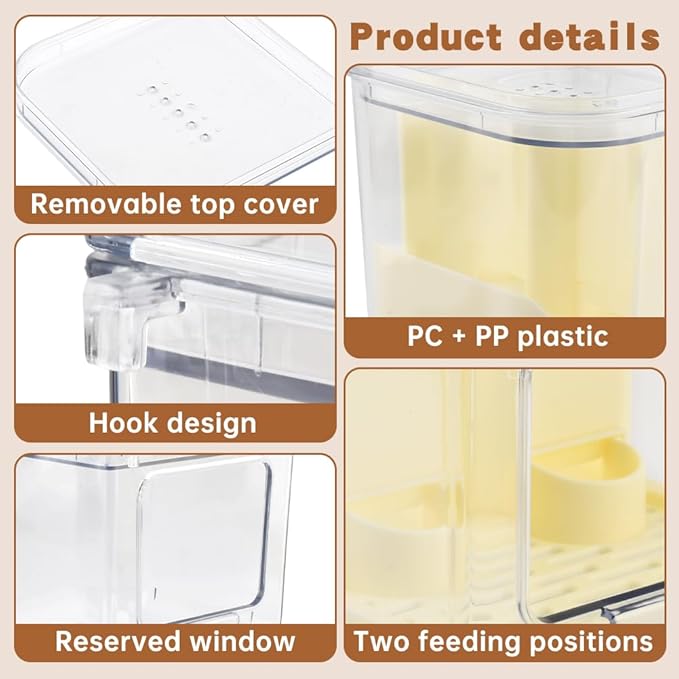 Automatic Bird Feeder No Mess Bird Cage Pet Feeder Multifunctional Parrot Feeders Transparent Food Container for Canaries (Color:Clear)
