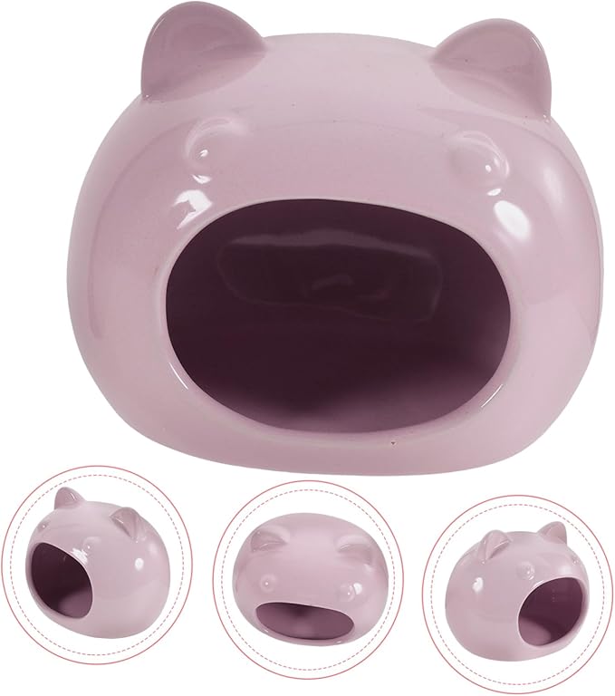 Ceramic Small Pet Hideout Cozy House Bed for Hamsters Gerbils Guinea Pigs Hedgehogs Small Animals Comfortable Shelter and Decorative Cage Accessory