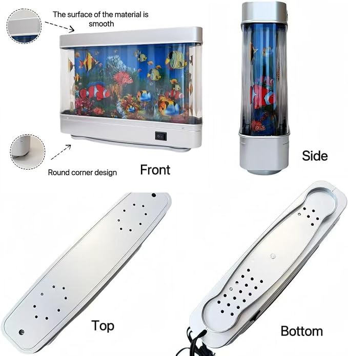 Fake Fish Tank Lamp - Moving Aquarium Night Light with Virtual Ocean Effect, 80s Retro Design for Adult Relaxation, Frutiger Aero Artificial Aquarium Decorative Lamp (US Plug)