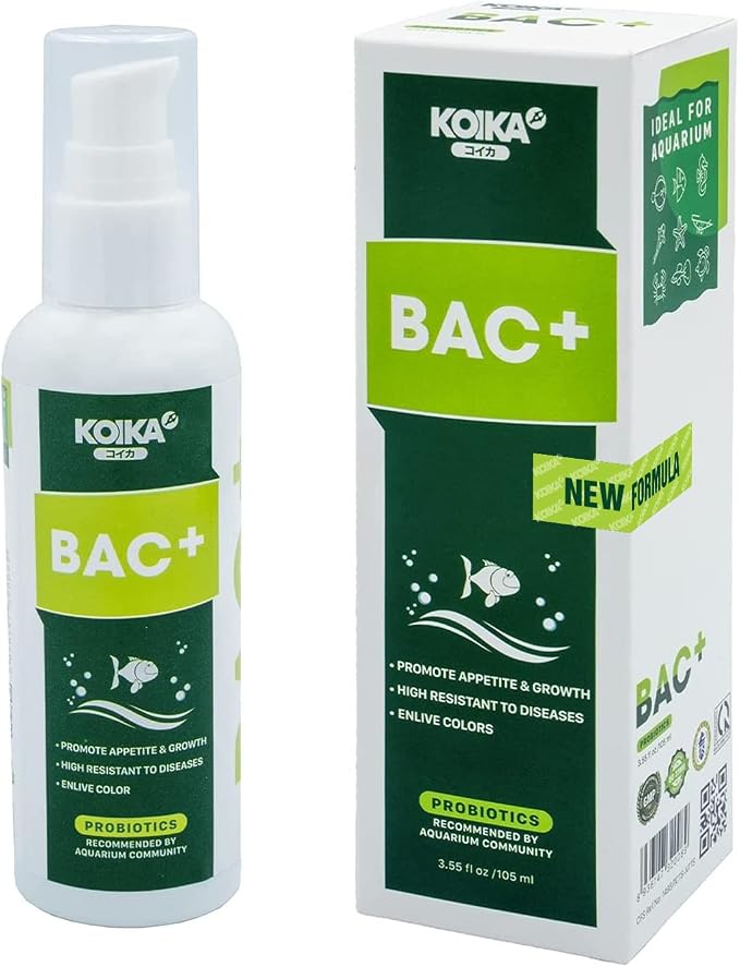 KOIKA BAC+ Aquarium Probiotics for Fish & Shrimp – High-Density Beneficial Bacteria, Pleasant Smell, Supports Disease Resistance & Immunity Boosting (New Formula, 105ml)