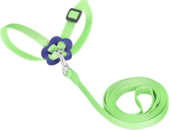 Bird Harness and Leash, 120cm Pet Parrots Adjustable Nylon Anti‑Bite Training Rope for Outdoor Flying Parrot Harness Leash Training Supplies for Parrots Alexandrine, Scarlet, Keck, Mini Macaw(Green)