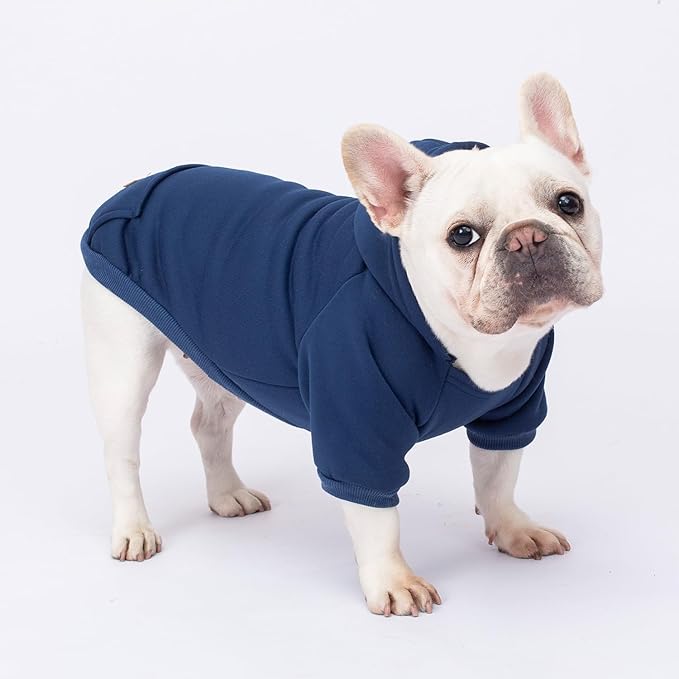 2 Pack Dog Hoodie Warm Hood Dog Sweater Cold Weather Small Dogs Sweatshirt Comfort Pet Clothes for Small Medium Dogs with Pockets (Navy+Blue, XL (Back: 16.5",Chest: 21.6", 12.8-17lbs))