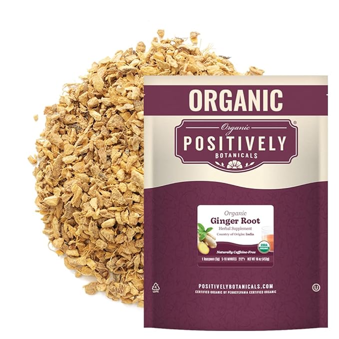 Organic Positively Botanicals Company, Ginger Root, Herbal Tea Loose Leaf Botanical, 16 Ounce
