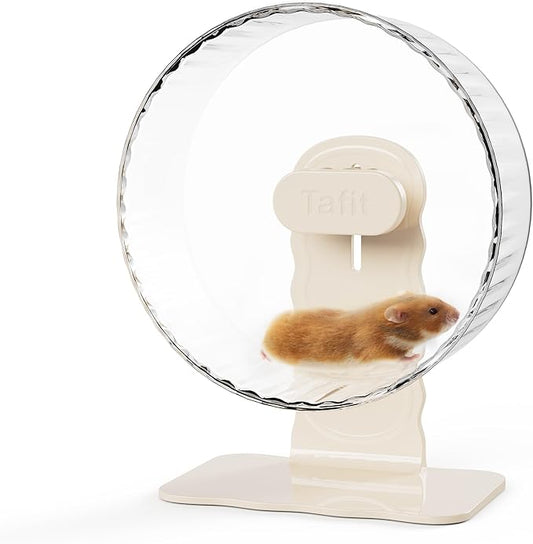 Quiet Hamster Wheel 10.2 Inch Dual-Bearings Silent Small Animals Running Exercise Wheel Height Adjustable for Syrian Hamsters, Gerbils, Rats, or Other Small Pets, Transparent