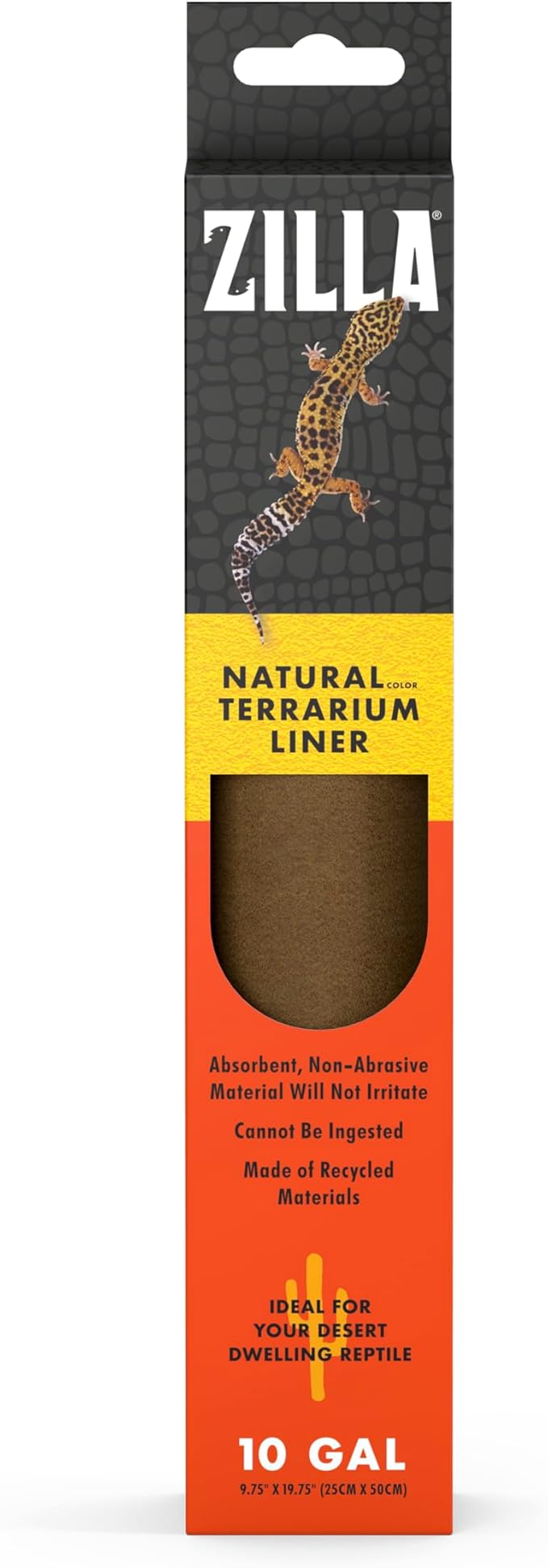 Zilla Reptile Terrarium Bedding Substrate Floor Liner, Brown, 10G, 9.75" x 19.75"