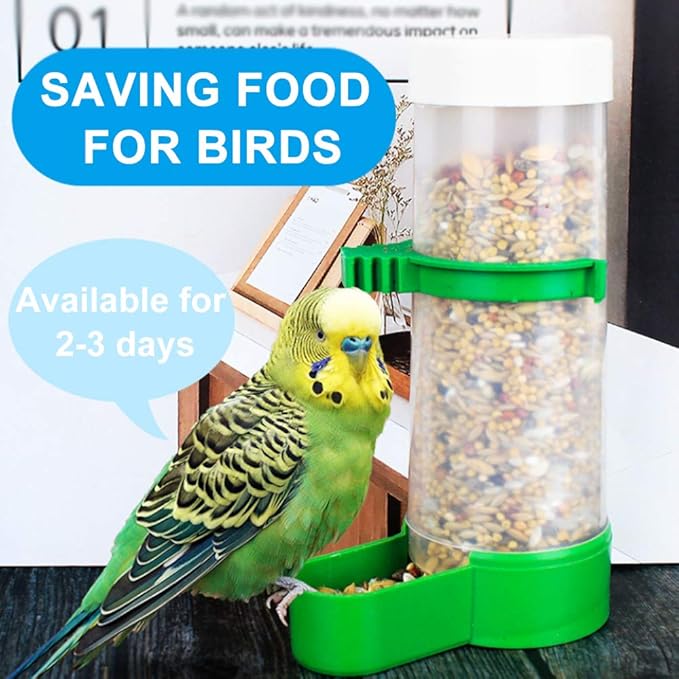 Bird Feeder, Bird Water Dispenser for Cage, 2PCS Automatic Bird Water Feeder with 1PCS Food Feeder for Cage Pet Parrot Budgie Lovebirds Cockatiel (2pcs 90ml + 1pcs 150ml)