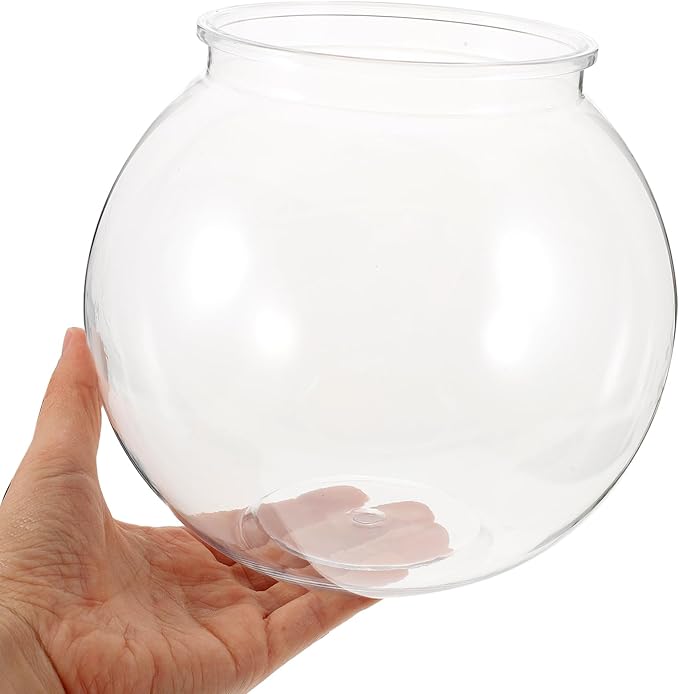Transparent Plastic Fish Tank Small Round Aquarium for Goldfish Clear Fish Bowl for Plants Household Desktop Decor Integrated Design Easy to .08 X 7.08 X 6.29 in