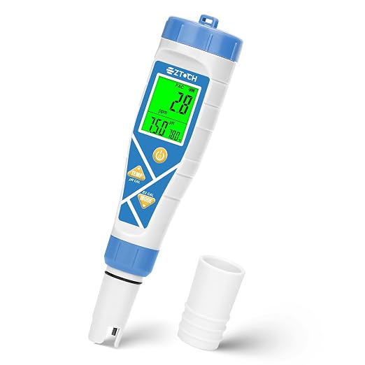 Pool pH Salt Chlorine Tester 8 in 1 Digital Salinity TDS EC ORP H2 | pH Chlorine for Salt Water Pool, Hot Tub, Hydroponic, Aquarium, Hydrogen Water Bottle, Simultaneously Display pH&CI-Temp