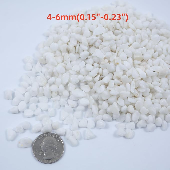 Colored Aquarium Gravel,Colorful Pea Gravel,Garden Rocks,Decorative Stones Rocks for Fish Tank,Aquarium,Fairy Garden Decor,Planters,Vase Fillers,Landscaping,1 Pound (White, 4-6mm)