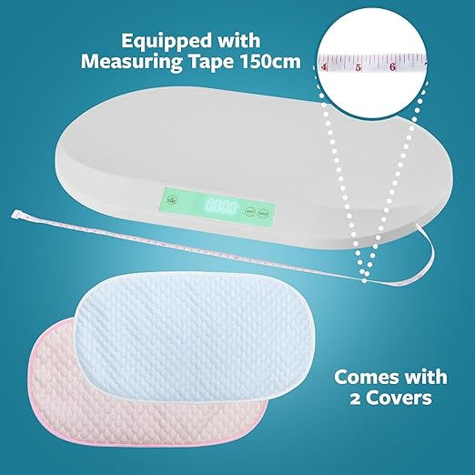 Smart Weigh Baby & Pet Scale Kit – Digital Infant Weighing Scale with Covers and Built-in Pull-Out Measuring Tape – 88 lb Capacity, 5 Units- lb:oz,kg:g,lb,oz,g Display, Hold Function