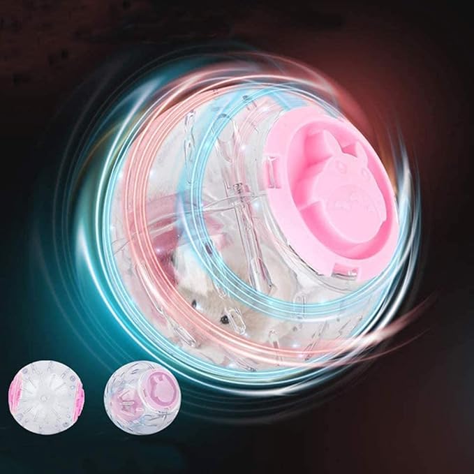 Flash Hamster Ball 15cm 6Inch Running Activity Exercise Toy Transparent for Small Animals Cage Accessories (L, Blue D)