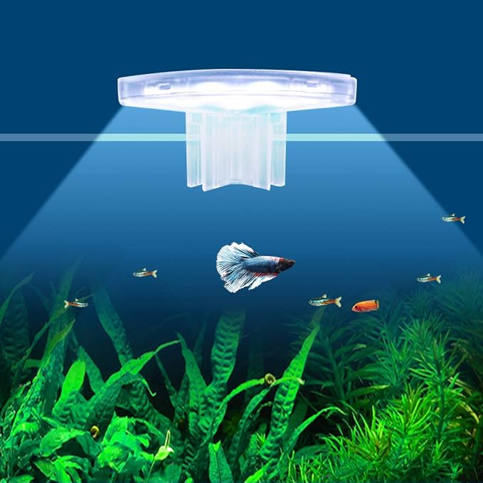 Aquarium LED Clip-On Light, White | Fan Shape, 600lm Ultra Bright, 5W, 110V 50-60HZ，12 LED, 5730 lamp Bead，Power Saving，Independent Switch Controller，ABS