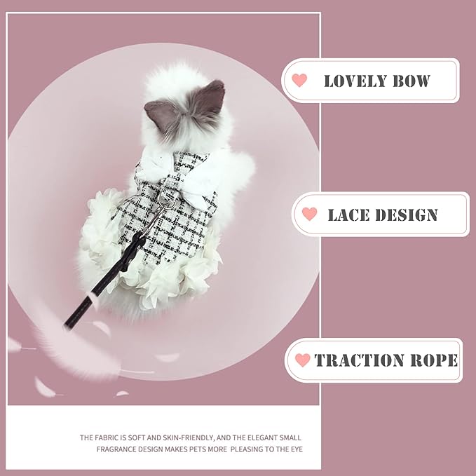 Bunny Harness and Leash,Adjustable Soft Guinea Pig Clothes Pet Rabbit Ferret Harness Costumes for Small Animals Dress