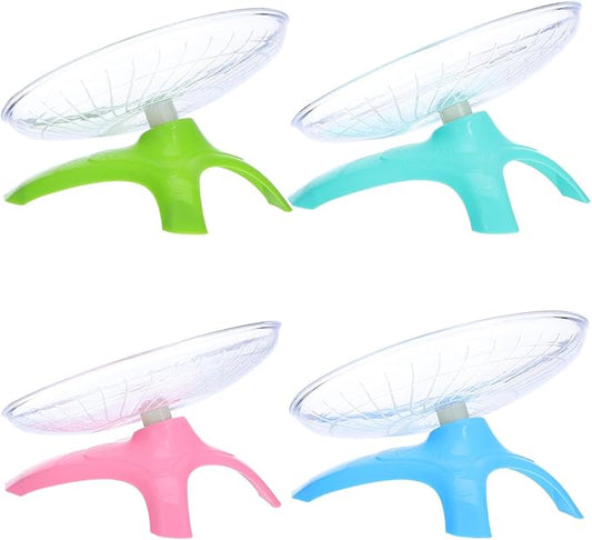 4pcs Silent Hamster Wheel Set, Flying Saucer Exercise Wheels for Small Pets, Super Quiet Mouse and Gerbil Running for Indoor Pet Cages