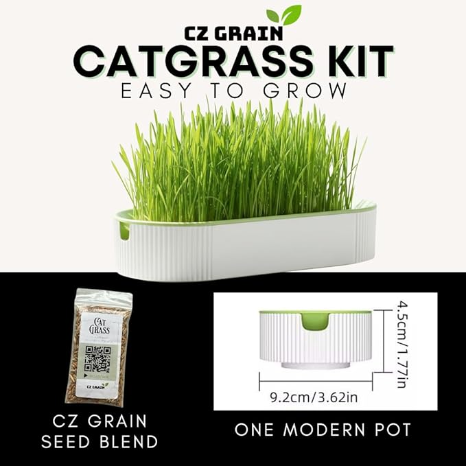 Hydroponic Cat Grass Grow Kit for Indoor Cats - Cat Lover Gift - New Pet Present - Grow Container and 2 Oz Cat Grass Non-GMO Seeds - No Soil or Tools Needed - Modern Look - Loved by Pets