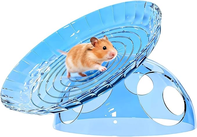 Hamster Flying Saucers Exercise Wheel with Hideouts House Quiet Rotates Hamster Running Wheel for Small Pet