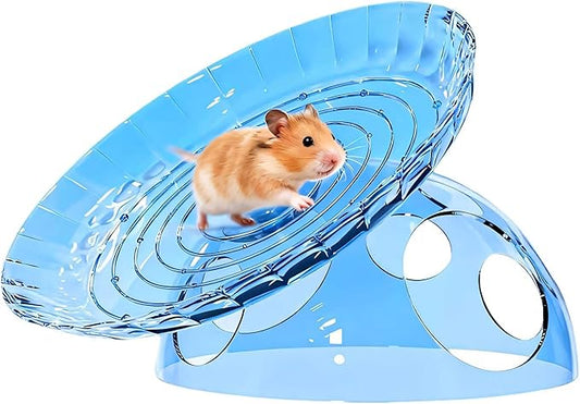 Hamster Flying Saucers Exercise Wheel with Hideouts House Quiet Rotates Hamster Running Wheel for Small Pet