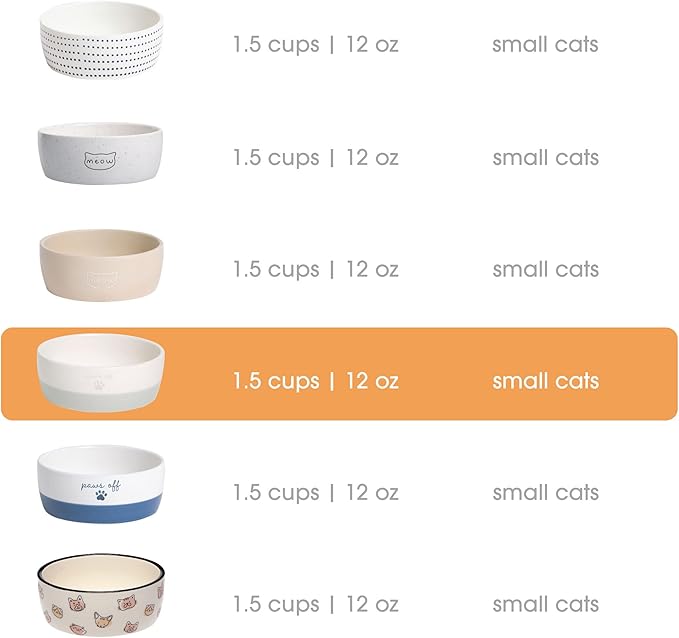 Pearhead Ceramic Paws Off Cat Bowl, Holds 12 oz, Whisker-Friendly Pet Dish for Food and Water, Heavy Non-Slip Base
