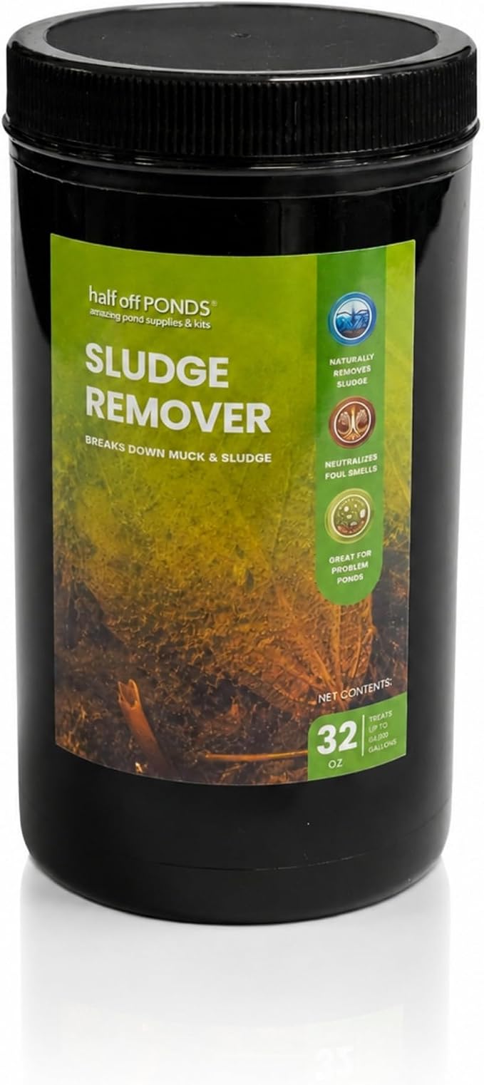 Pond Sludge Remover for Muck & Bottom Debris, 32 oz | Breaks down muck and sludge, targets bottom debris, activated in 60°F+ water, concentrated formula, fish and plant safe