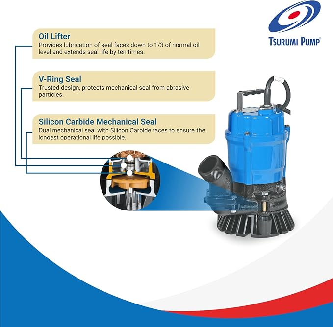 Tsurumi Pump HS2.4S Submersible Trash Pump with Agitator 1/2 HP 115V 2 in Discharge Ideal for dewatering applications with sand, solids, and other debris | 39 GPM / 2340 GPH