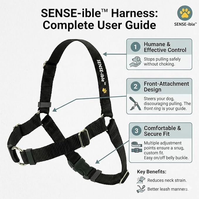 SENSE-ible No-Pull Dog Harness - Red Medium/Large (Wide)