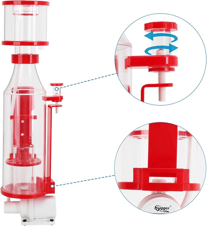 hygger Protein Skimmer for Saltwater Aquariums with 7W Pinwheel Pump, Adjustable Hang on Back Protein Skimmer Aquarium Oil Film Processor for Up to 48-79Gal Reef Tank, Filter for Marine Aquariums