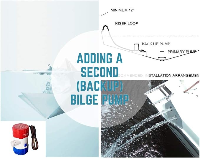 Submersible Boat Bilge Water Pump 12v Non-Automatic Marine Electric Bilge Pump for Ponds, Pools, Spas Silent, Boat Caravan RV Submersible (750 GPH)