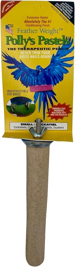 Polly's Pastels Nail Trimming & Beak Conditioning Safety Perch for Cockatiels, Cockatoos, Macaws, Parakeets, Budgies, Parrots and All Other Birds (Brown, Small-1" Dia. x 6" Long)