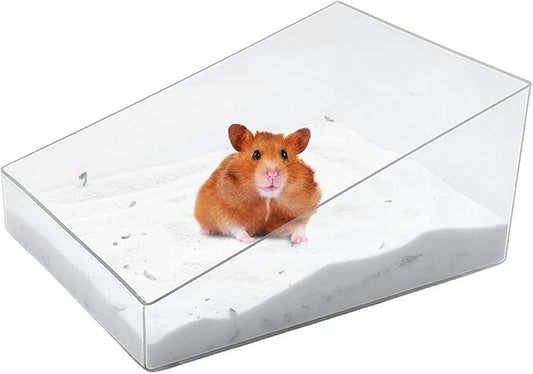 Hamster Sand Bath Box, Transparent Acrylic Sand Bath Container,Bathroom & Digging Room,Hamster Cage Accessories for Dwarf & Syrian Hamsters Gerbils Mice Lemming,Transparent