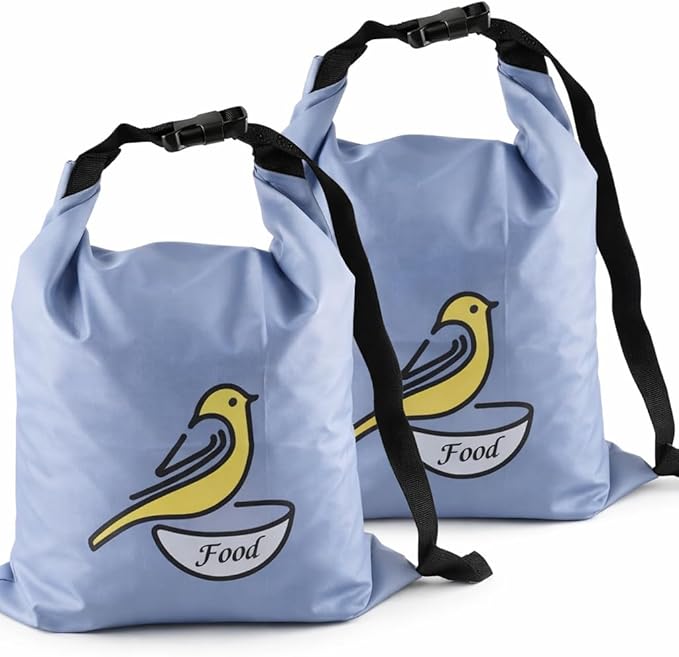 2 Pack Bird Seed Storage Container with Zipper Design,10 lb Travel Bird Food Storage Bag,Outdoor Portable Wild Bird Seed Container,Outdoor Feeding for Pet Birds Parakeets Finches Food Meal Storage