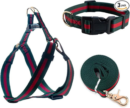 Premium and Stylish Dog Collar Harness and Leash,Soft Comfortable，Chest Adjustable Pet Harness,Luxury Fashion Dog Harness Leashes Set Gift for Medium Dogs